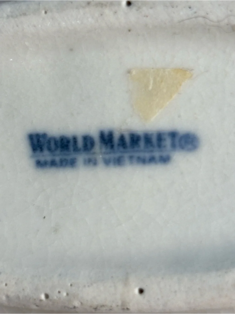 World Market Hand Paint Blue & Creamy White Ceramic Ring Jewelry Trinket Dish